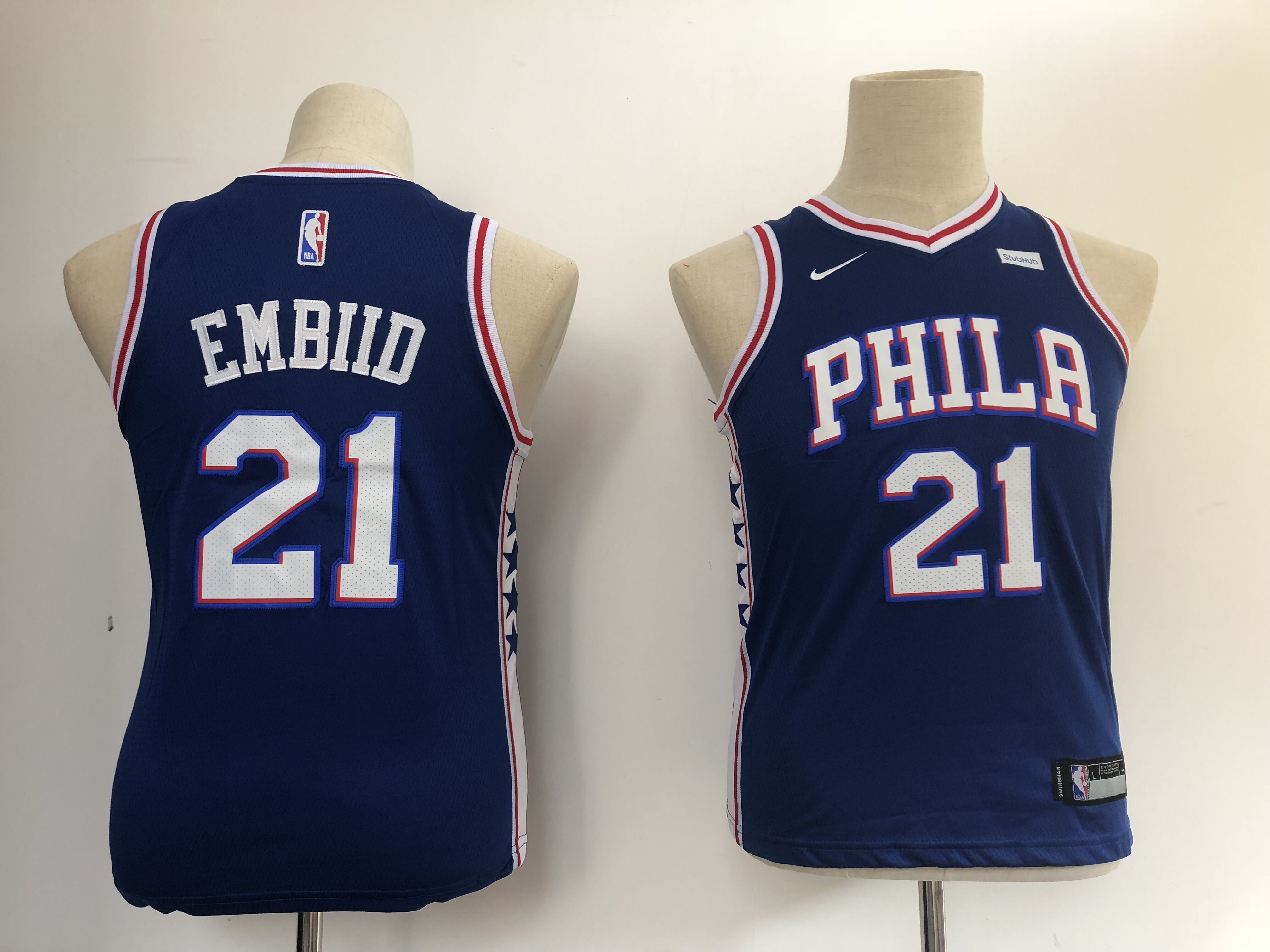 Youth Philadelphia 76ers #21 Embiid blue Nike NBA Jerseys